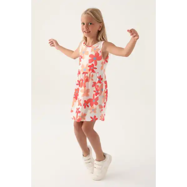 Roly Poly 3393-3 Kız Çocuk Çiçekli Elbise