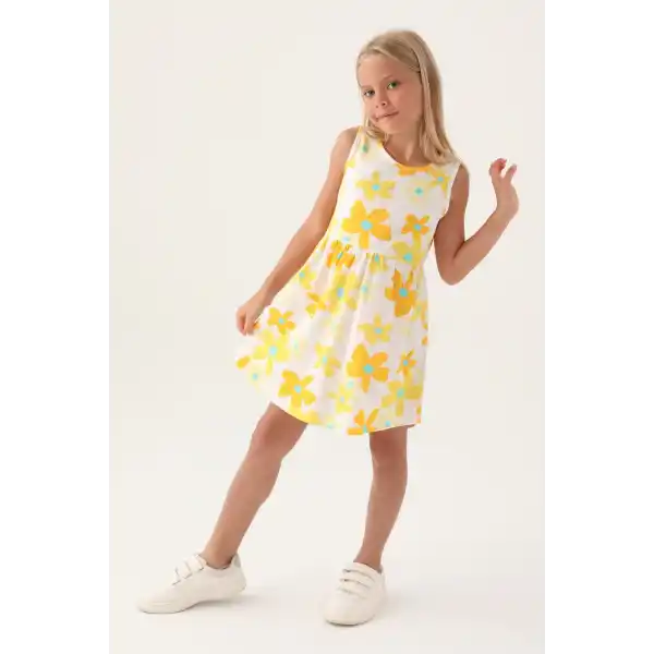 Roly Poly 3393-3 Kız Çocuk Çiçekli Elbise