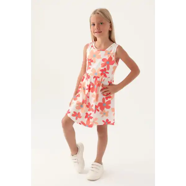 Roly Poly 3393-3 Kız Çocuk Çiçekli Elbise