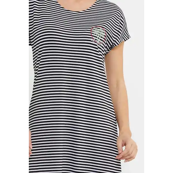 Sementa 77489 Nakış Detaylı Marine Penye Elbise