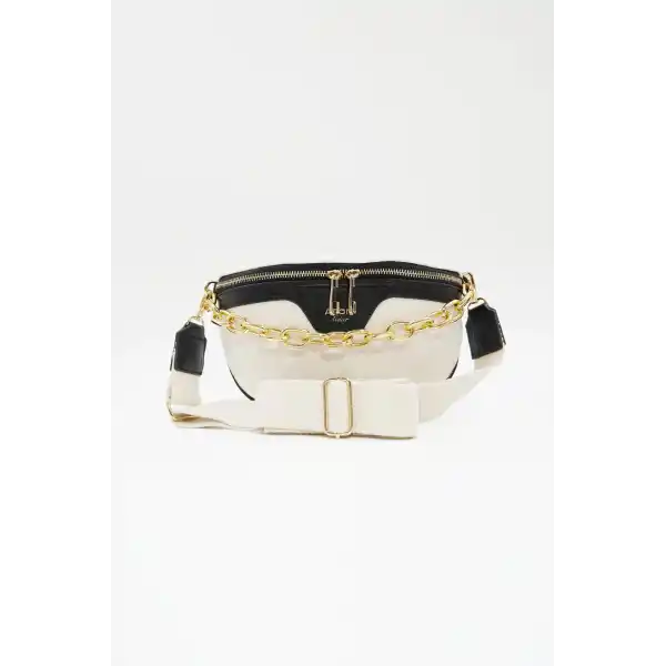 Silvia Siyah Kumaş Detaylı Kadın Çapraz Çantası