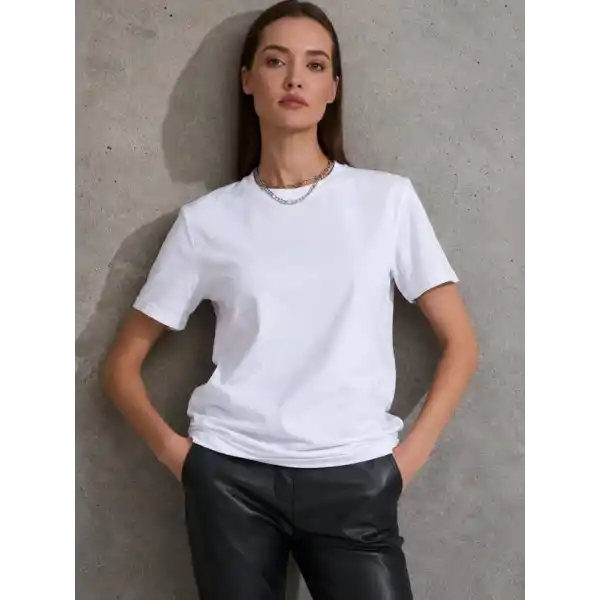 Unisex Kısa Kollu Bisiklet Yaka Basic Viskon Bluz
