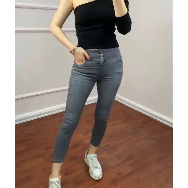 Yüksel Bel Likralı Kot Pantolon (Gri)