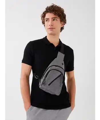 ACCESSORIES Gri Fermuarlı Erkek Göğüs Çantası
