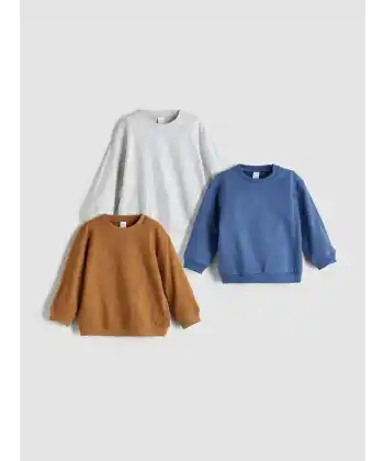 Baby Çok Renkli Bisiklet Yaka 2 İplik 3lü Erkek Bebek Sweatshirt