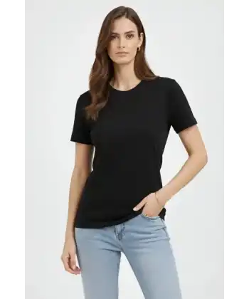 Bisiklet Yaka Tişört Regular Kalıp Basic Pamuklu Günlük Kullanım T-shirt - Siyah