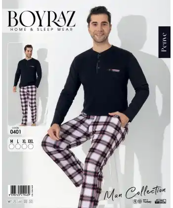 Boyraz 0401 Erkek Uzun Kol Pijama Takımı