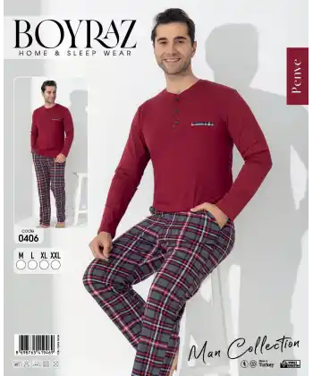 Boyraz 0406 Erkek Uzun Kol Pijama Takımı