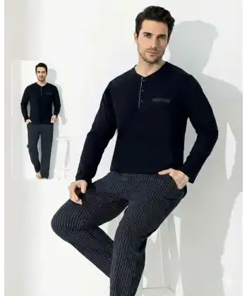 Boyraz 0690 Erkek Uzun Kol Penye Pijama Takımı