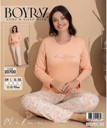 Boyraz 20700 Kadın Milan Uzun Kol Pijama Takımı