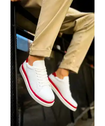 CH979 Santoni GBT Spor Erkek Ayakkabı BEYAZ/KIRMIZI