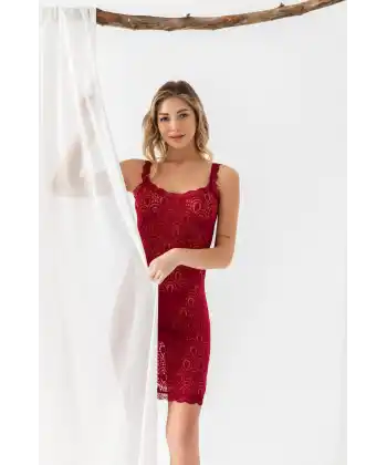 DEVORE TRANSPARAN BABYDOLL STRİNG TAKIM BORDO (MGP31842)