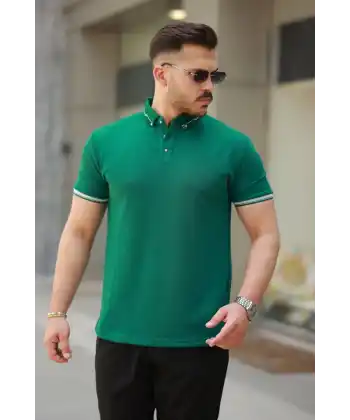 Erkek Düğmeli Yaka Waffle Kumaş Kısa Kollu Tişört