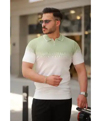 Erkek Hemşire Yaka çift Renk Kısa Kollu Tişört