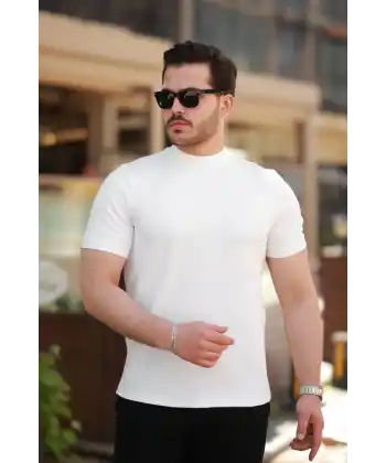 Erkek Yarım Balıkçı Yaka Kısa Kollu T-shirt