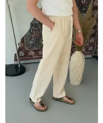 Erkek İthal Yıkamalı Keten Pantolon