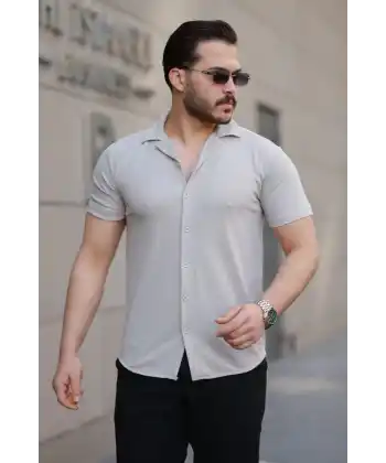 Erkek Kısa Kollu örme Kumaş Pamuklu Gömlek