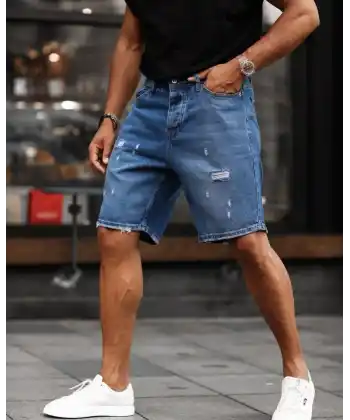 Erkek Mavi Detaylı Şort