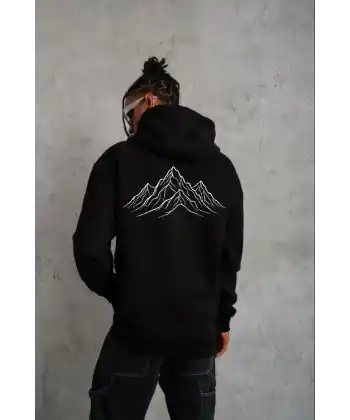 Erkek Nihilist Penguen Özel Tasarım Oversize Kapüşonlu Sweatshirt - Siyah