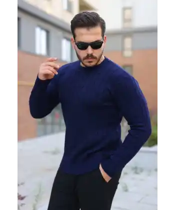 Erkek örgü Desen Bisiklet Yaka Kazak