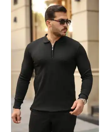 Erkek Pirinç Desenli Uzun Kollu Yakalı Triko