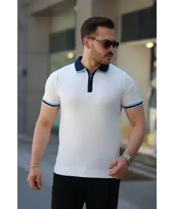 Erkek Renkli Yaka Kısa Kollu Tişört