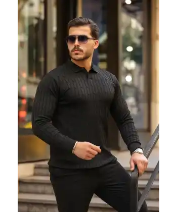 Erkek Saç örgü Desen Uzun Kollu Triko