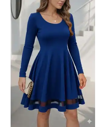 Etek Tül Detay Krep Elbise