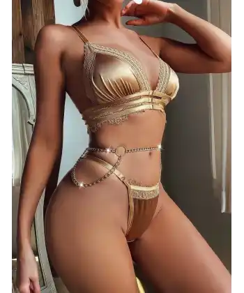 For Dreams 8411 Parlak Dantelli Sütyen Takım