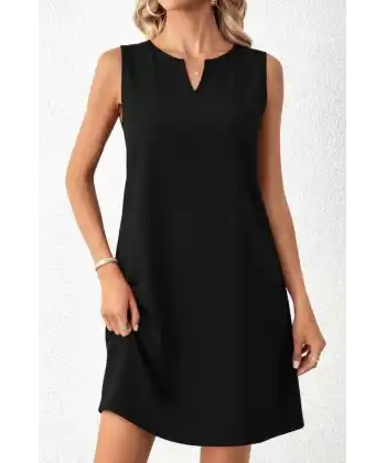 Kadın Askılı V Yakalı Mini Ithal Krep Elbise