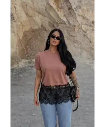 Kadın Dantelli Modal Kumaş Bluz