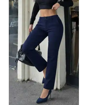 Kadın Düşük Bel Cepli Dar Paça Atlas Pantolon