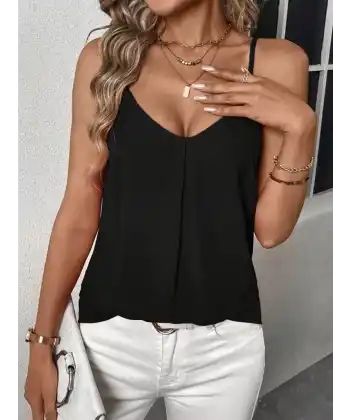 Kadın Ip Askılı V Yakalı Sandy Bluz