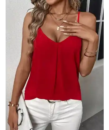 Kadın Ip Askılı V Yakalı Sandy Bluz