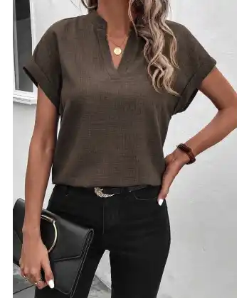 Kadın Kısa Kollu Hakim Yaka Sofya Bluz