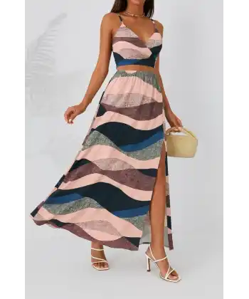 Kadın Kolsuz Askılı Crop Ikili Süprem Takım