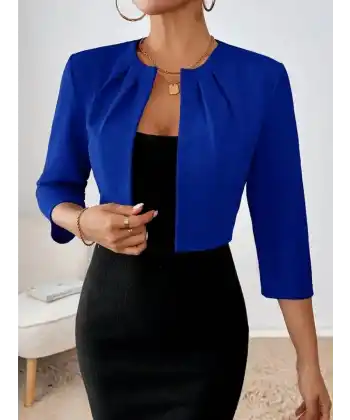 Kadın Truvakar Kol önü Açık Kısa Ithal Krep Ceket