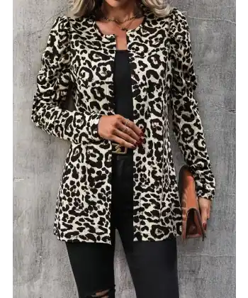 Kadın Uzun Kollu Alın Omuz önü Açık şardonlu Dalgıç Ceket