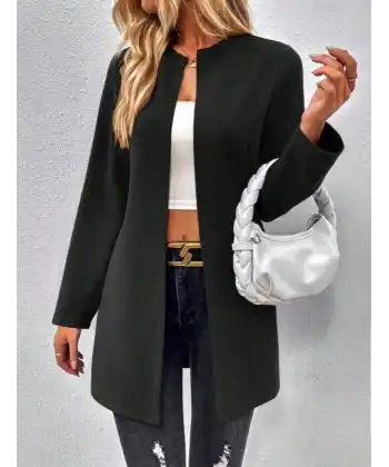 Kadın Uzun Kollu önü Açık Uzun Modal Ceket