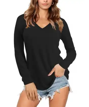Kadın Uzun Kollu V Yaka Bluz