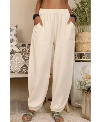 Kadın Yüksek Bel Cep Detaylı Pantolon