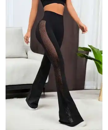 Kadın Yüksek Bel Yandan File Görünümlü Dalgıç Tayt