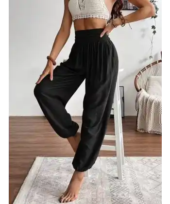 Kadın Yüksel Bel Yoğun Büzgü Detaylı Aerobin Pantolon