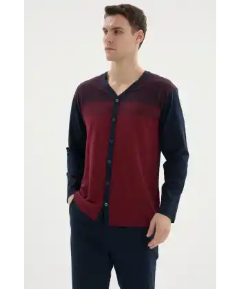Kocabey Dm-26104 V Yaka Boydan Düğmeli Pijama Takımı