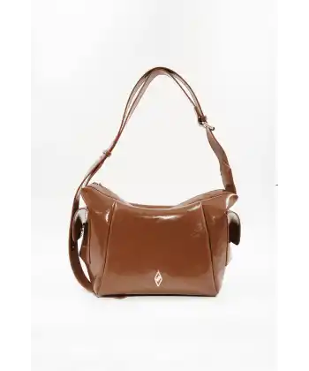 Martina Taba Kırışık Mat Rugan Kadın Omuz Ve Çapraz Çantası