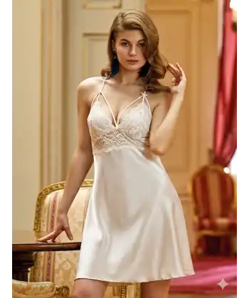 Nurteks 5428 Kısa Saten Gecelik