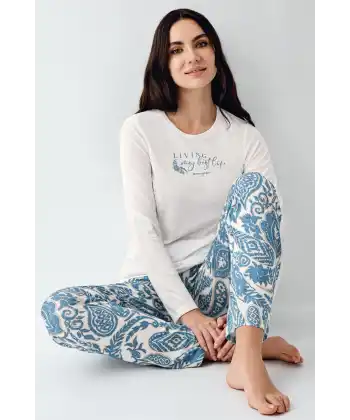 Pierre Cardin 9074-S Kadın Uzun Kol Pijama Takım