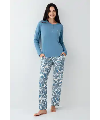 Pierre Cardin 9075-S Kadın Uzun Kol Pijama Takım