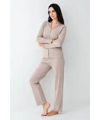 Pierre Cardin 9116-S Kadın Önü Düğmeli  Pijama Takımı