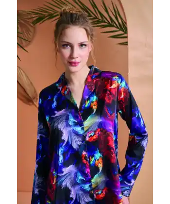 PJS 27079 Kadın Düğmeli Pijama Takımı